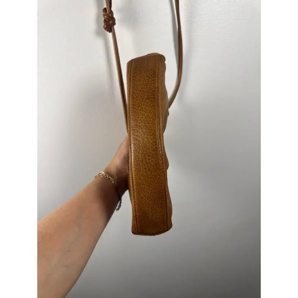 Latico Leathers Cognac Gathered Leather Mini Kiss-Lock Crossbody Bag